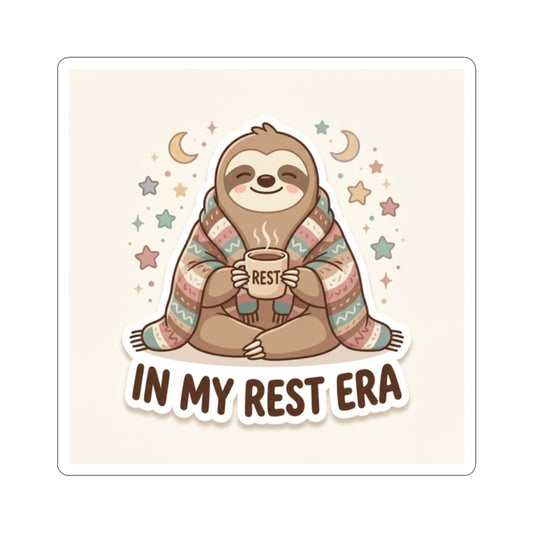 Sloth “In My Rest Era” Sticker — Cute Cozy Laptop/Planner Kiss-Cut Sticker