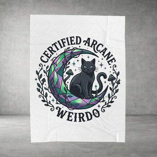 Certified Arcane Weirdo Velveteen Plush Blanket | witchy goblincore, celestial crystals