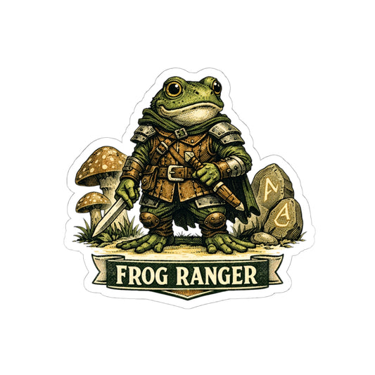 Frog Ranger Kiss-Cut Sticker — Cute RPG Amphibian Adventurer Vinyl Decal