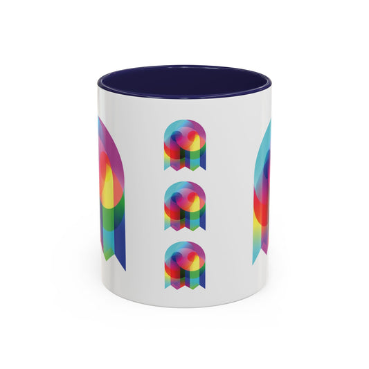 Rainbow Geometric Ghost Coffee Mug – Colorful Retro Pop Art Accent Mug (11/15oz)