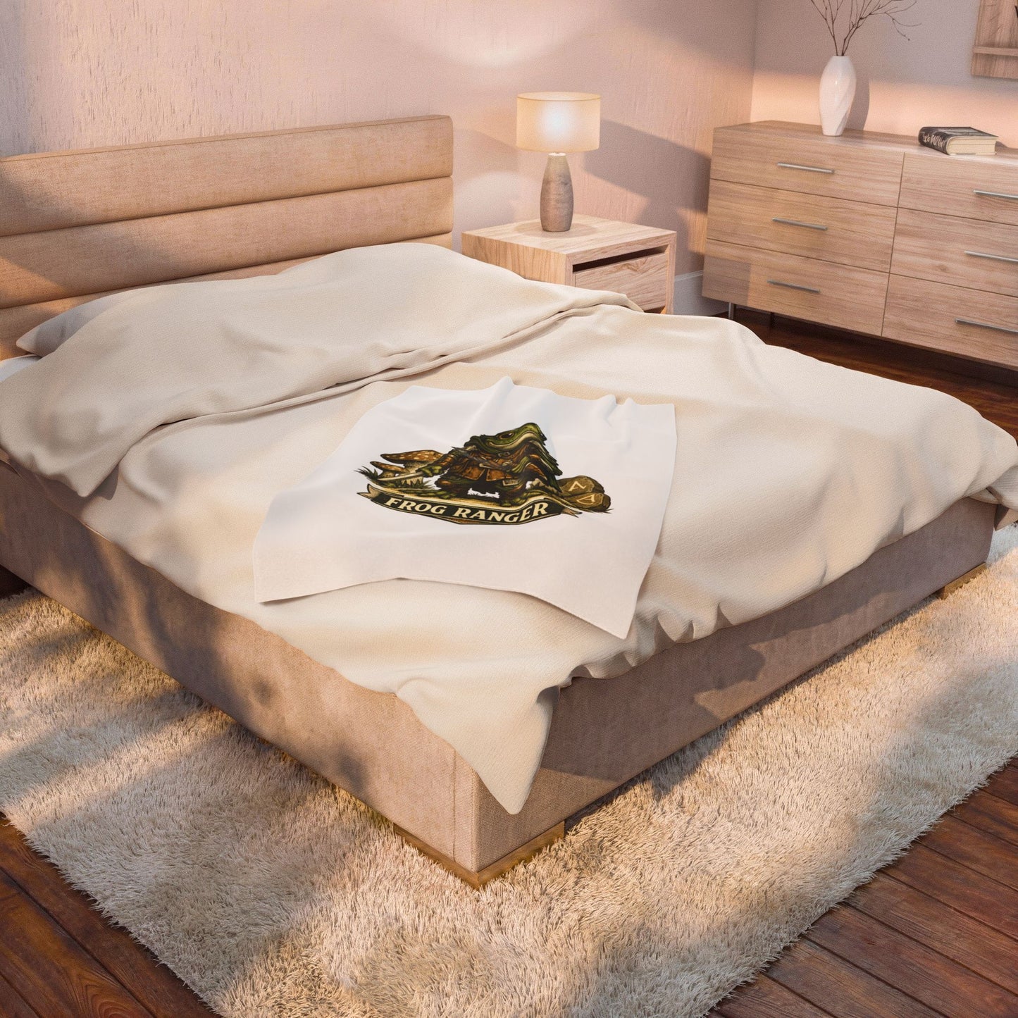 Frog Ranger Plush Blanket — Velveteen Cozy Fantasy Throw