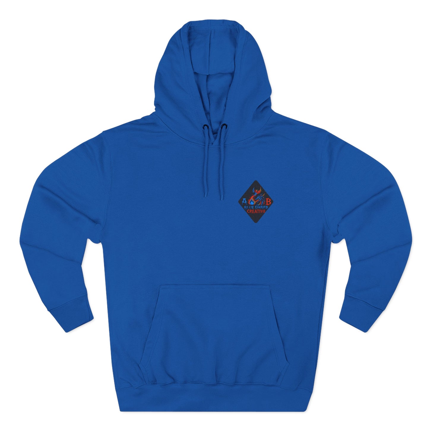A Blue Ember Creative Geometric Diamond Hoodie — Small Chest Logo Pullover