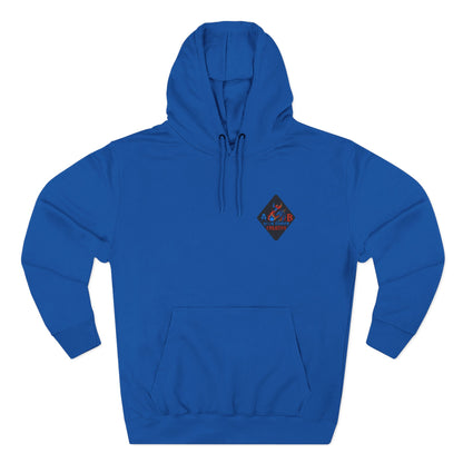 A Blue Ember Creative Geometric Diamond Hoodie — Small Chest Logo Pullover