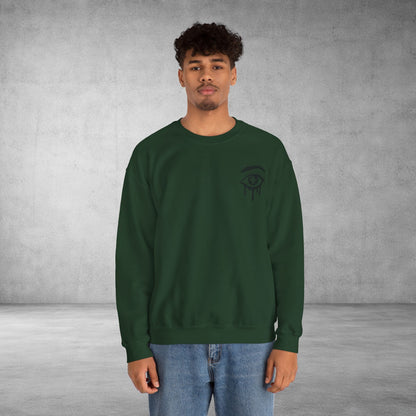 Crewneck Sweatshirt — 'Wake Yo Game Up, Let’s Game' Dripping Eye Gamer Design