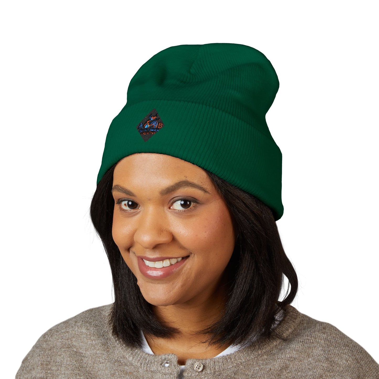 A Blue Ember Creative - Embroidered Diamond Cuffed Beanie