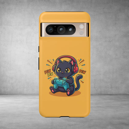 Cute Gamer Cat Phone Case - 'Pew Pew' Controller Design
