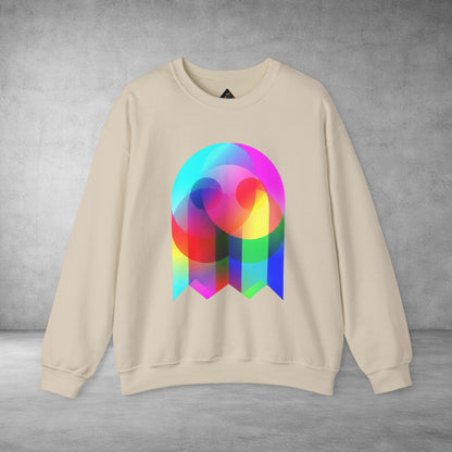 Crewneck Sweatshirt — Colourful Overlap Ghost Art Graphic