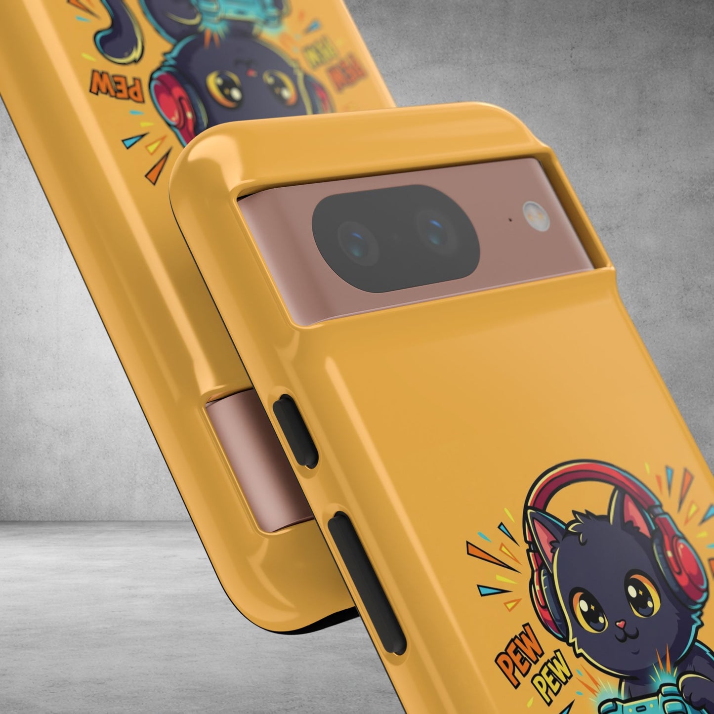 Cute Gamer Cat Phone Case - 'Pew Pew' Controller Design