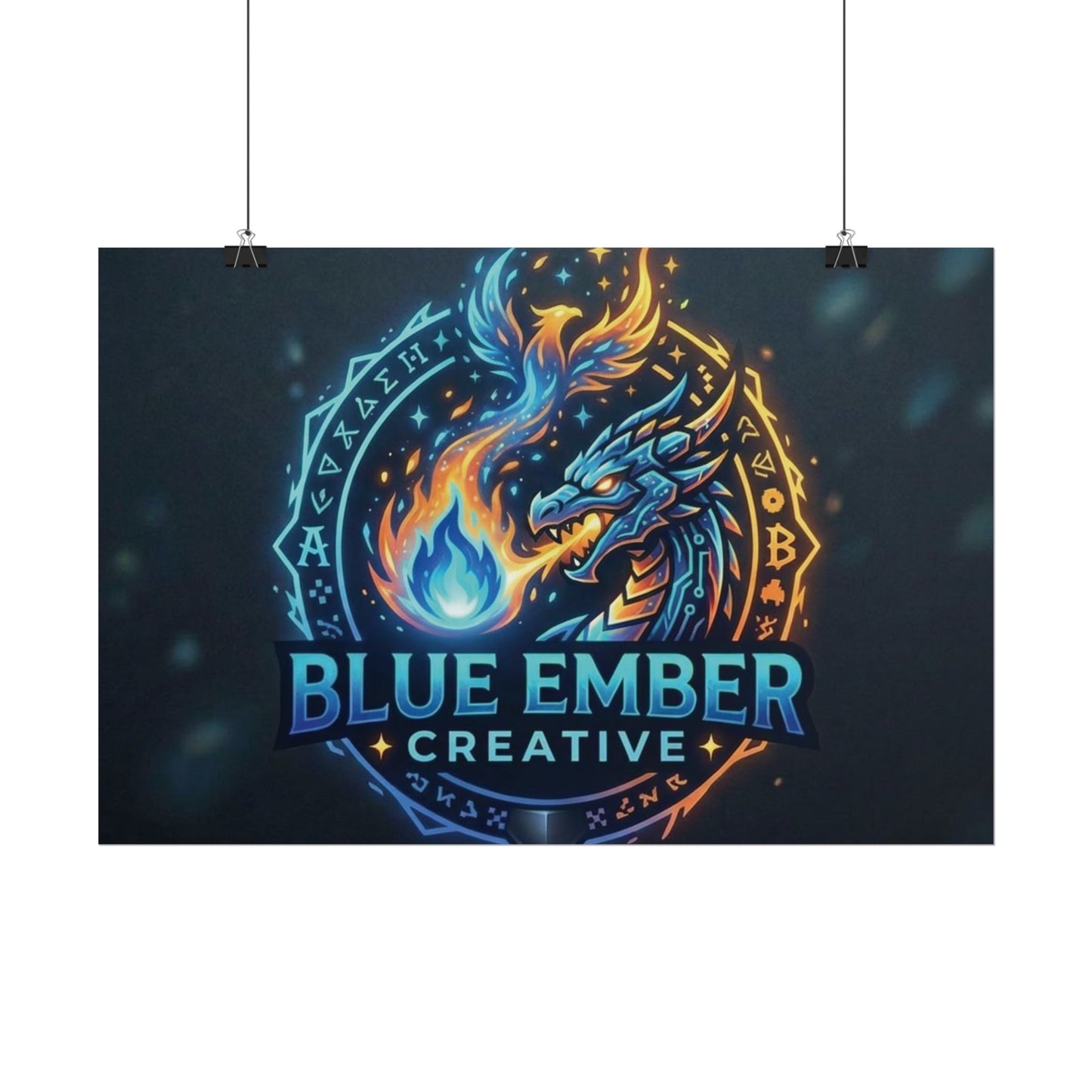 A Blue Ember Creative - Rolled Poster — Blue Ember Creative Dragon Logo Art