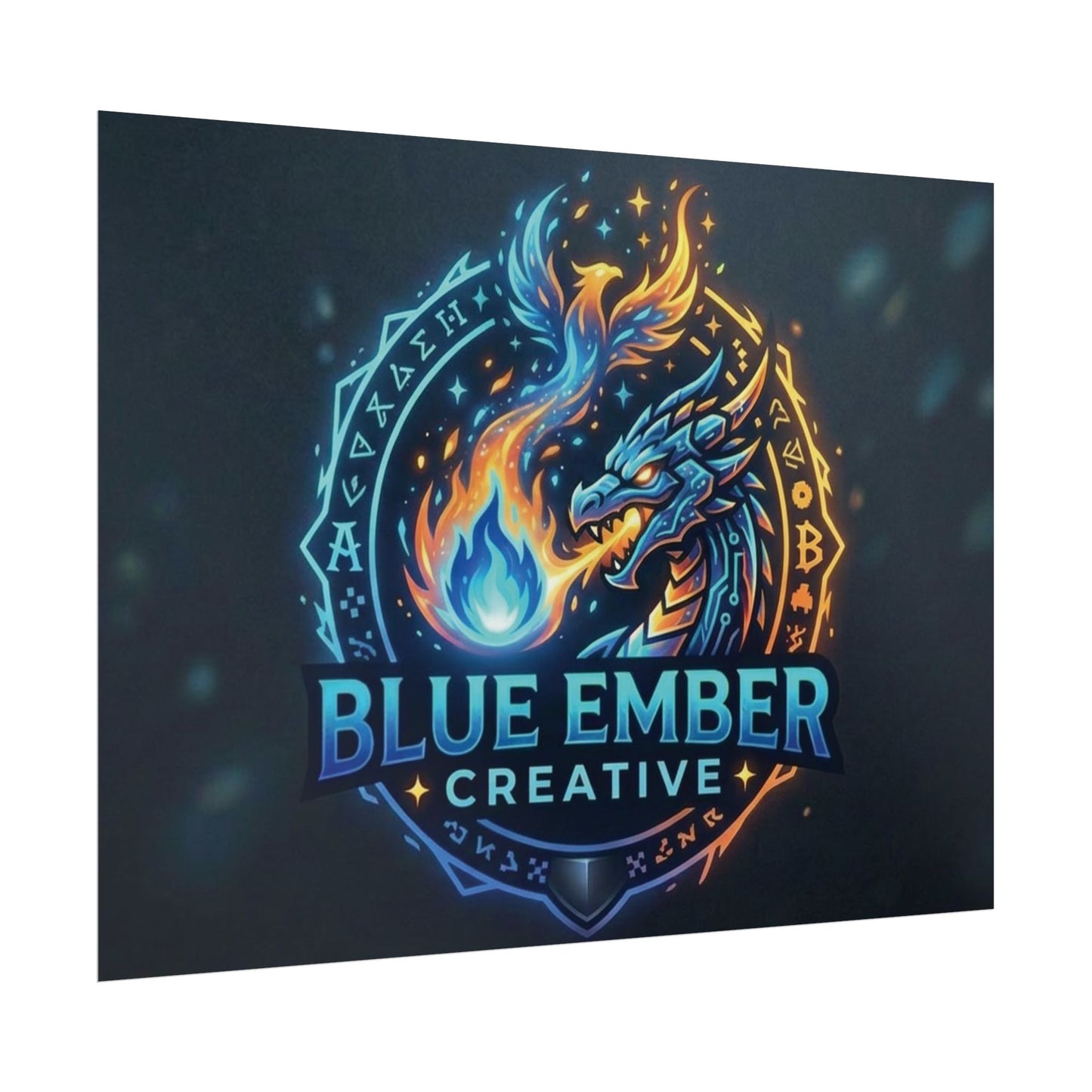 A Blue Ember Creative - Rolled Poster — Blue Ember Creative Dragon Logo Art