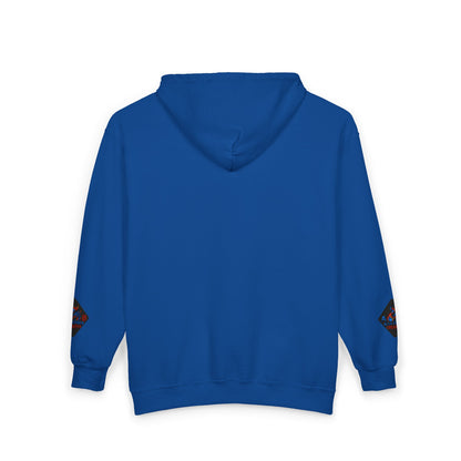 A Blue Ember Creative Diamond Zip Hoodie – Small Card Graphic