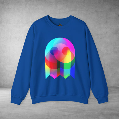 Crewneck Sweatshirt — Colourful Overlap Ghost Art Graphic