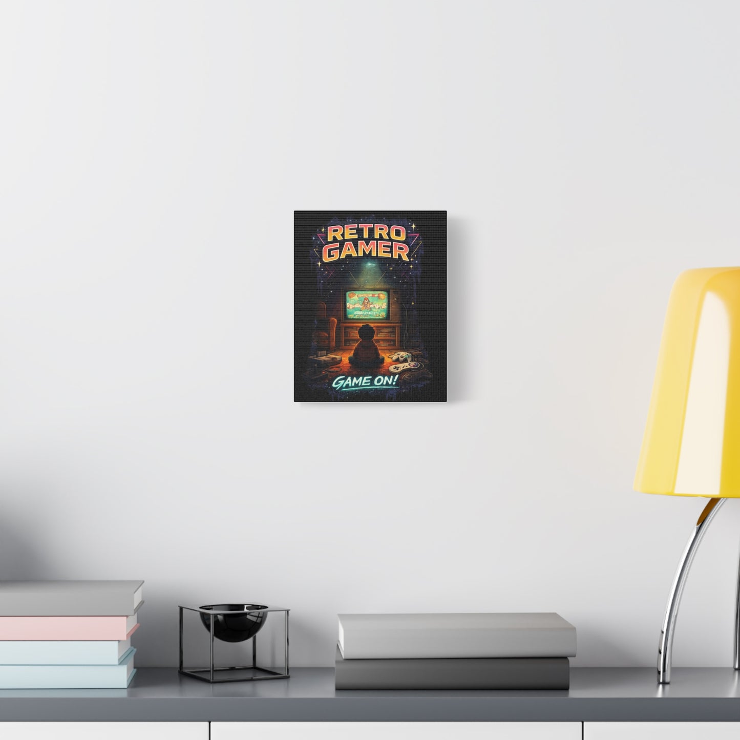 Retro Gamer Matte Canvas Wall Art — "Game On!" Vintage Video Game Poster