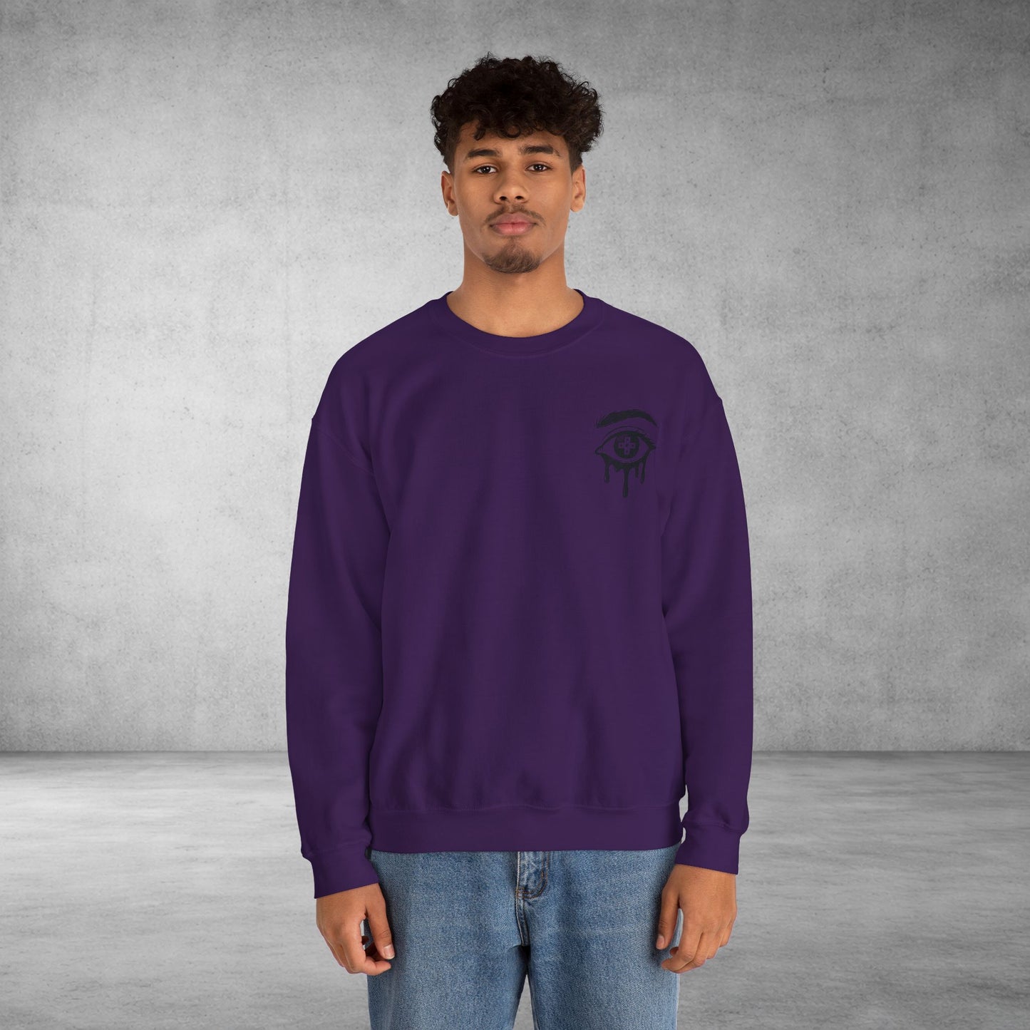 Crewneck Sweatshirt — 'Wake Yo Game Up, Let’s Game' Dripping Eye Gamer Design