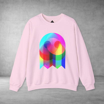 Crewneck Sweatshirt — Colourful Overlap Ghost Art Graphic
