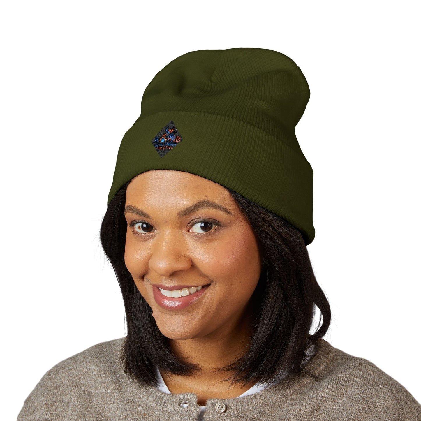 A Blue Ember Creative - Embroidered Diamond Cuffed Beanie