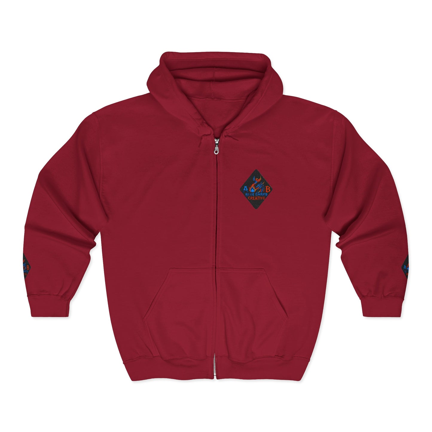 A Blue Ember Creative Diamond Zip Hoodie – Small Card Graphic