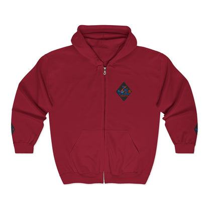A Blue Ember Creative Diamond Zip Hoodie – Small Card Graphic