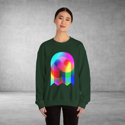 Crewneck Sweatshirt — Colourful Overlap Ghost Art Graphic
