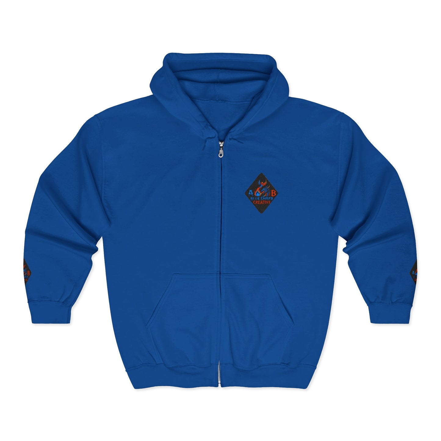 A Blue Ember Creative Diamond Zip Hoodie – Small Card Graphic