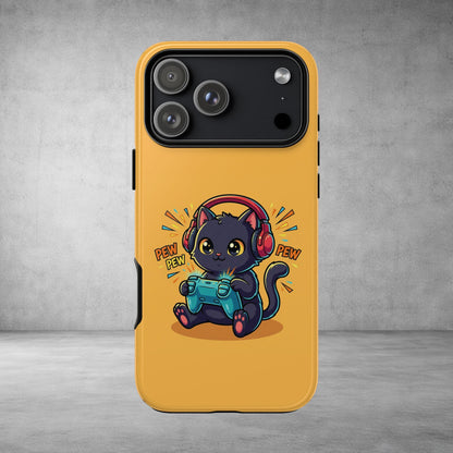 Cute Gamer Cat Phone Case - 'Pew Pew' Controller Design