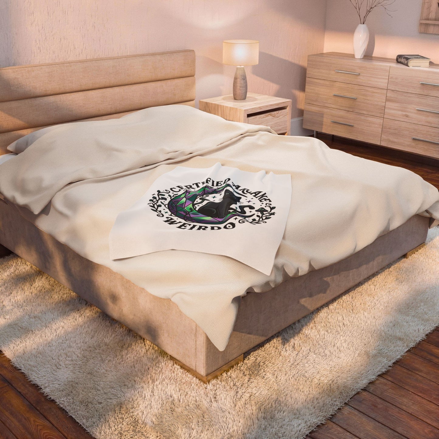 Certified Arcane Weirdo Velveteen Plush Blanket | witchy goblincore, celestial crystals