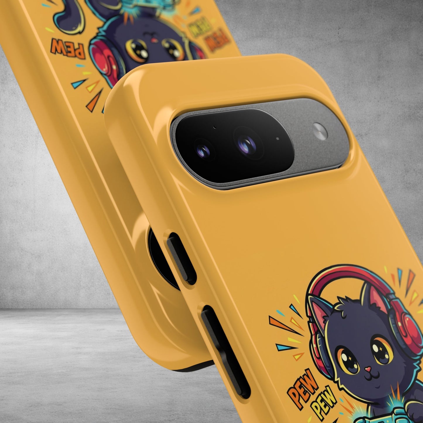 Cute Gamer Cat Phone Case - 'Pew Pew' Controller Design