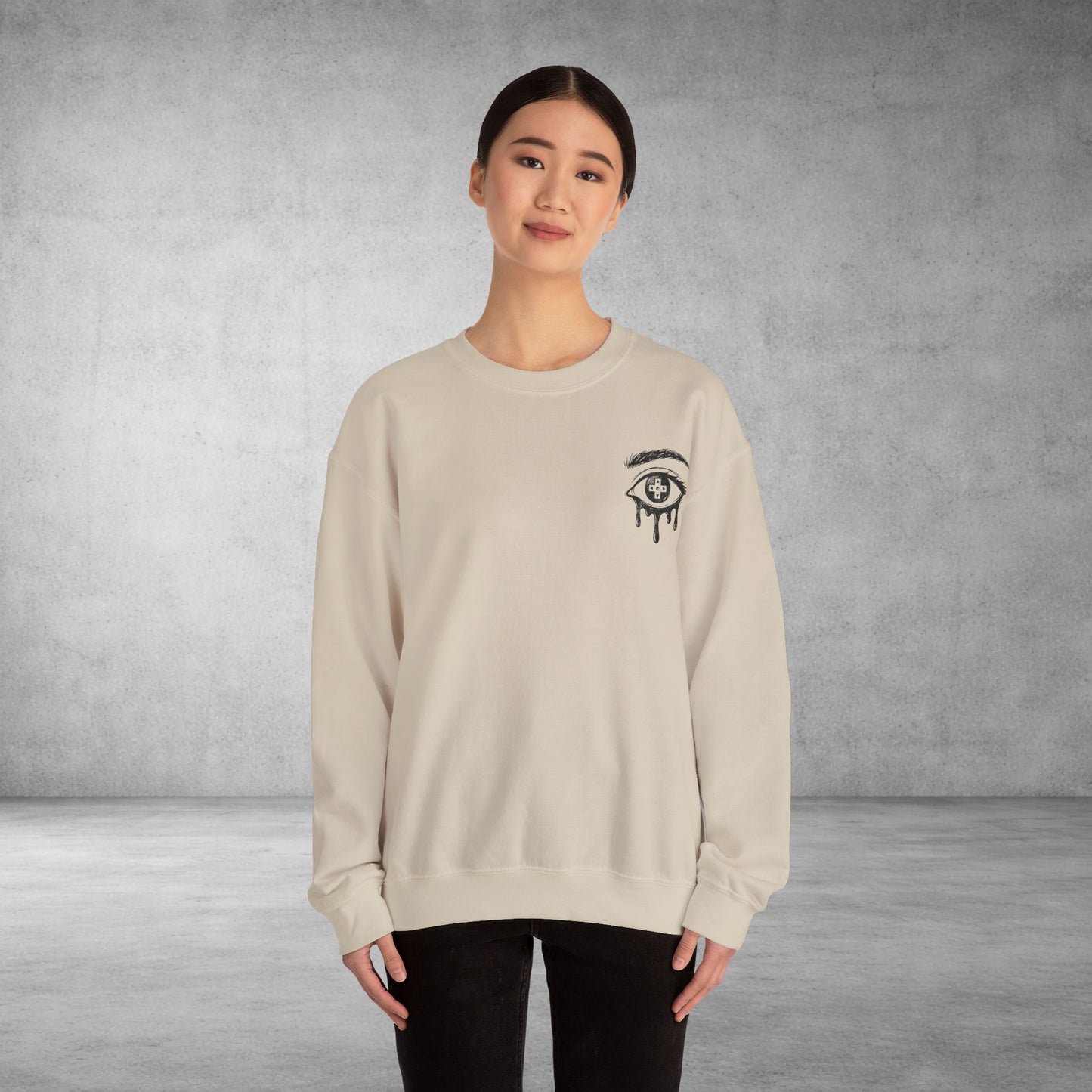 Crewneck Sweatshirt — 'Wake Yo Game Up, Let’s Game' Dripping Eye Gamer Design