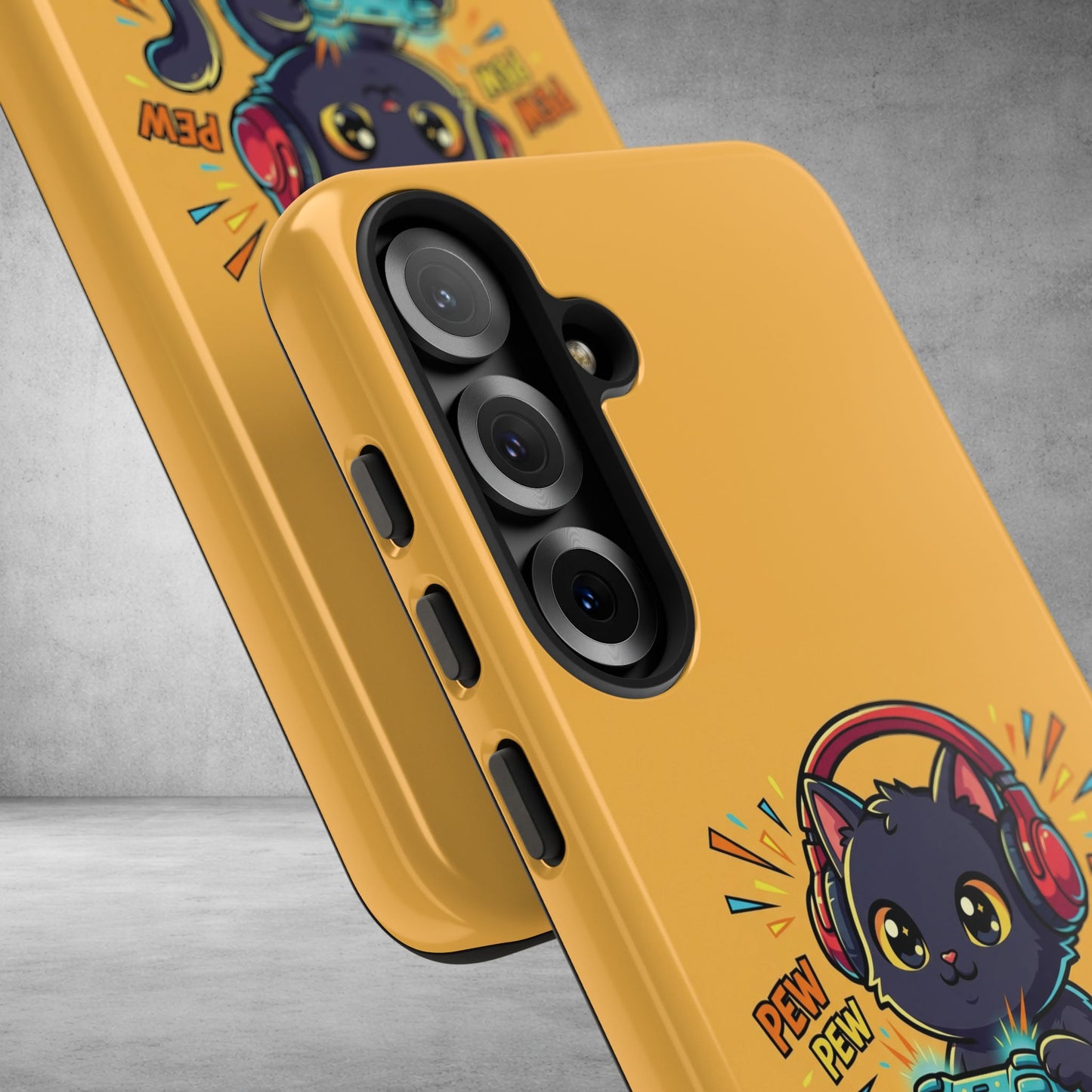 Cute Gamer Cat Phone Case - 'Pew Pew' Controller Design