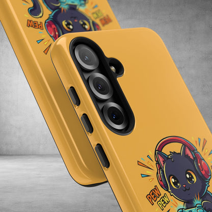 Cute Gamer Cat Phone Case - 'Pew Pew' Controller Design