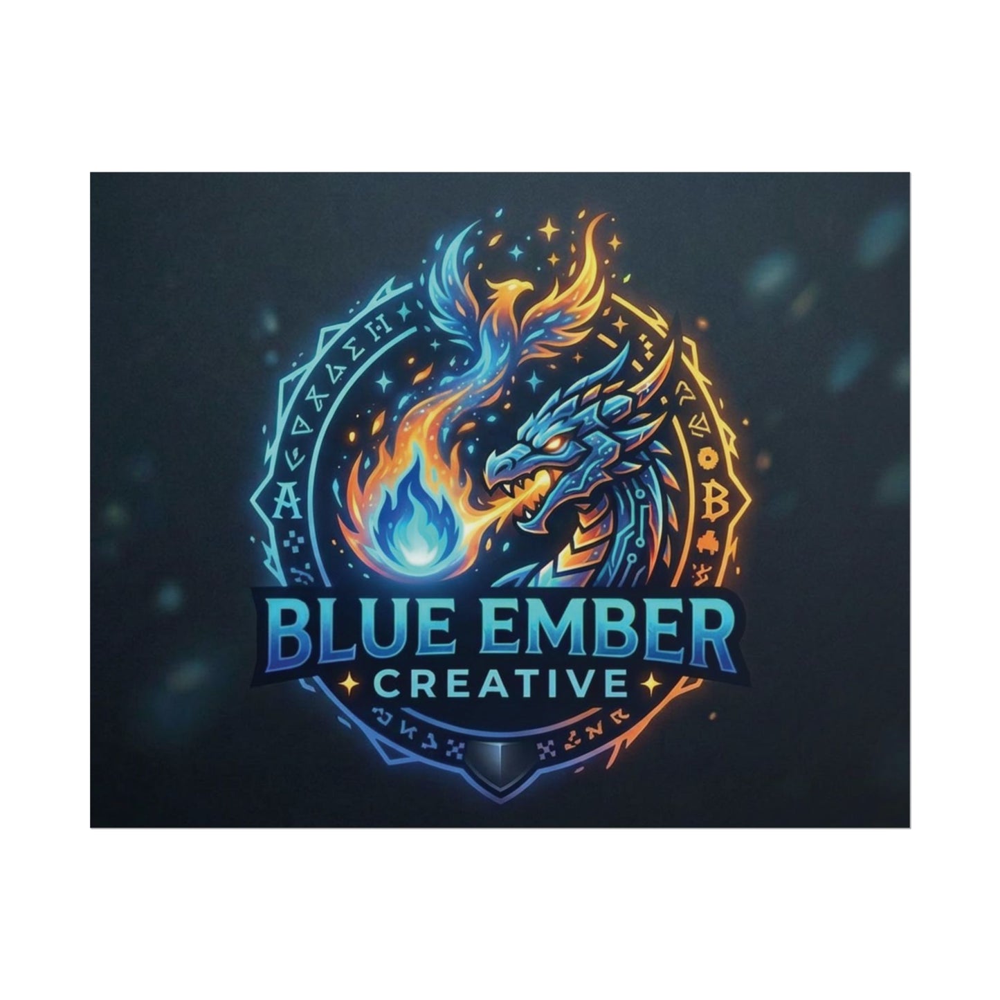 A Blue Ember Creative - Rolled Poster — Blue Ember Creative Dragon Logo Art