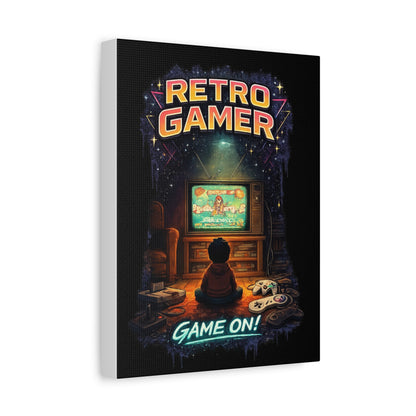 Retro Gamer Matte Canvas Wall Art — "Game On!" Vintage Video Game Poster