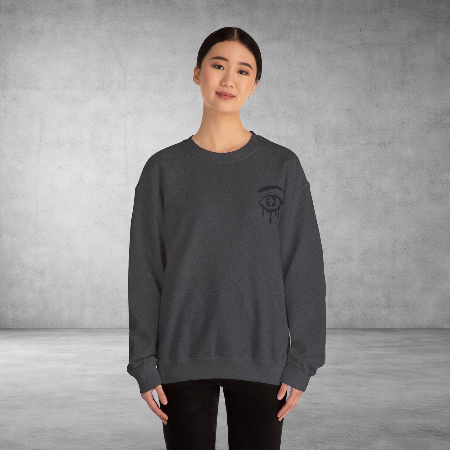 Crewneck Sweatshirt — 'Wake Yo Game Up, Let’s Game' Dripping Eye Gamer Design