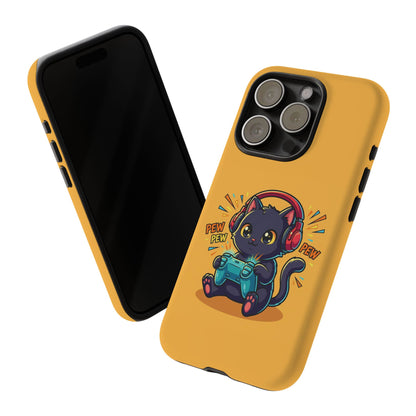 Cute Gamer Cat Phone Case - 'Pew Pew' Controller Design