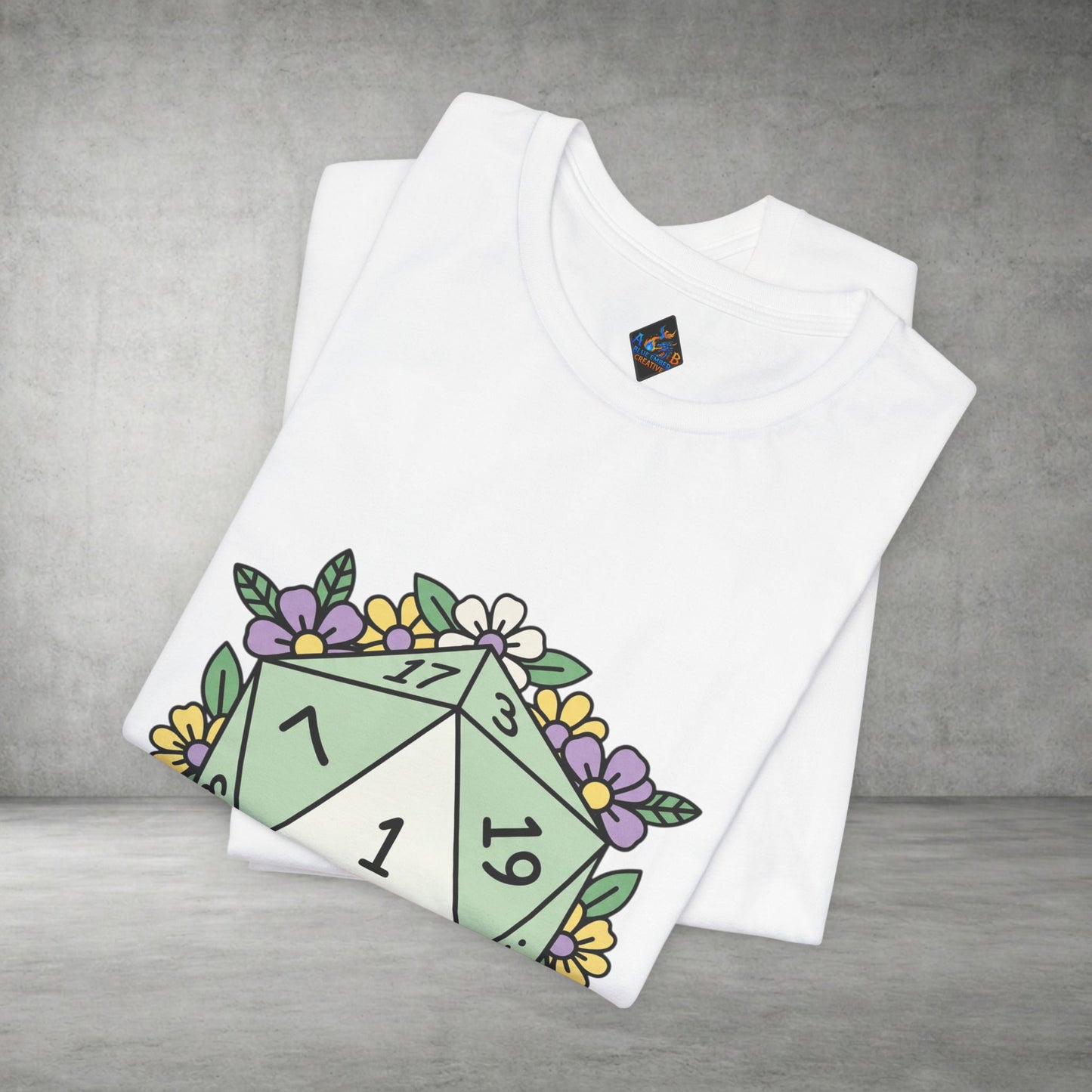 D20 Floral Dice Tee — Pastel RPG Gamer T-Shirt