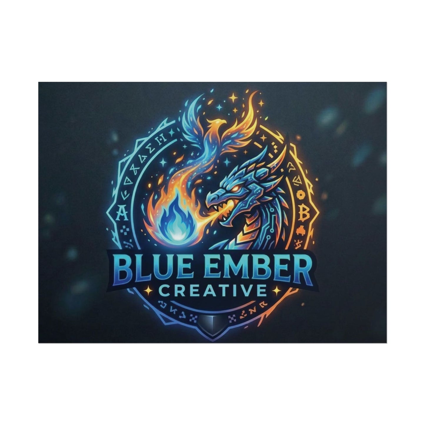 A Blue Ember Creative - Rolled Poster — Blue Ember Creative Dragon Logo Art