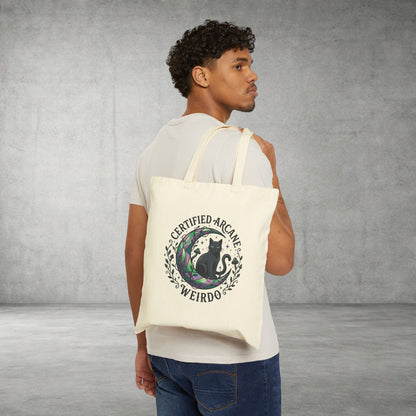 Certified Arcane Weirdo Tote | witchy goblincore chaos energy, celestial crystals