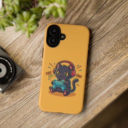Cute Gamer Cat Phone Case - 'Pew Pew' Controller Design