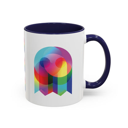Rainbow Geometric Ghost Coffee Mug – Colorful Retro Pop Art Accent Mug (11/15oz)