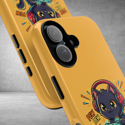 Cute Gamer Cat Phone Case - 'Pew Pew' Controller Design