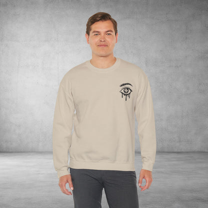 Crewneck Sweatshirt — 'Wake Yo Game Up, Let’s Game' Dripping Eye Gamer Design
