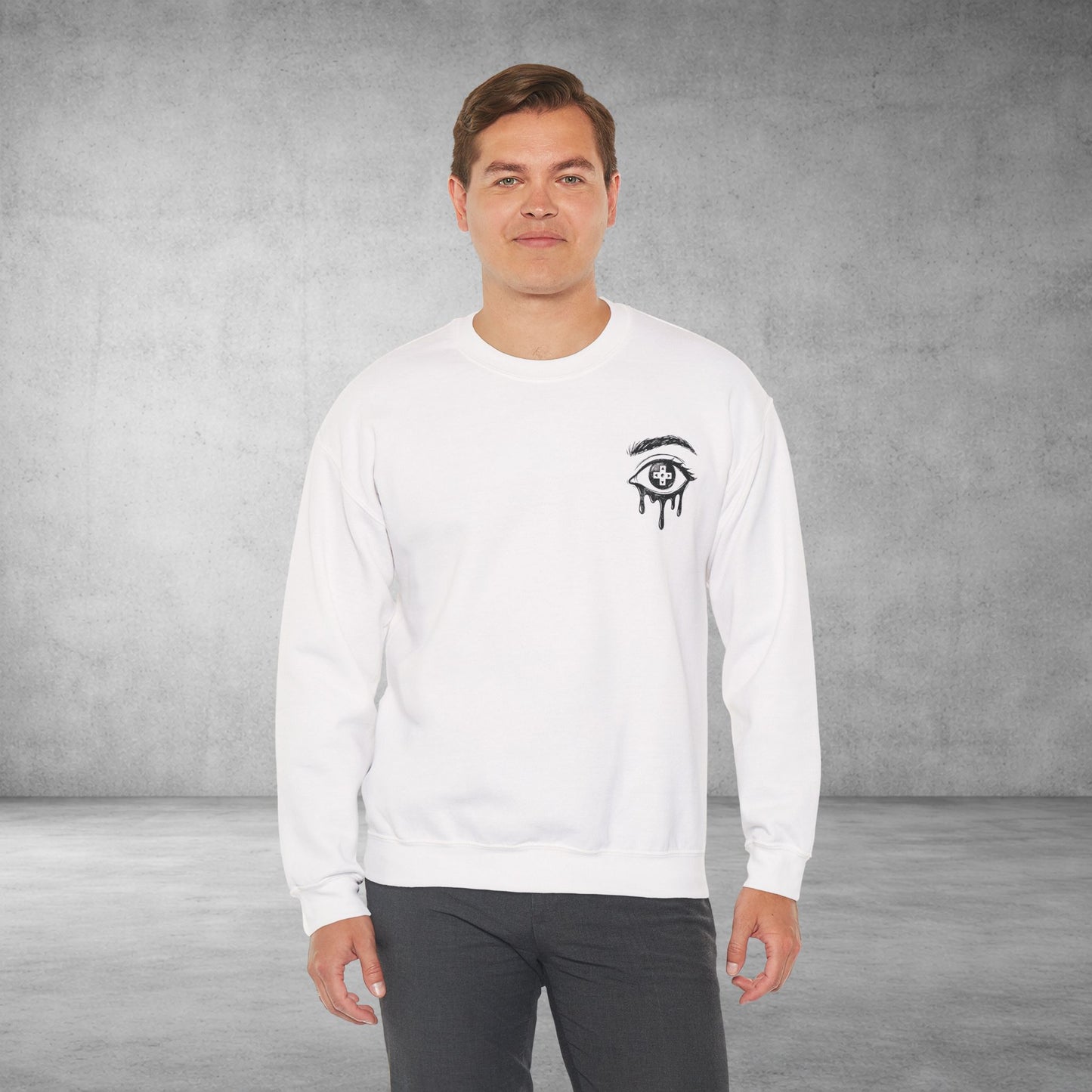 Crewneck Sweatshirt — 'Wake Yo Game Up, Let’s Game' Dripping Eye Gamer Design