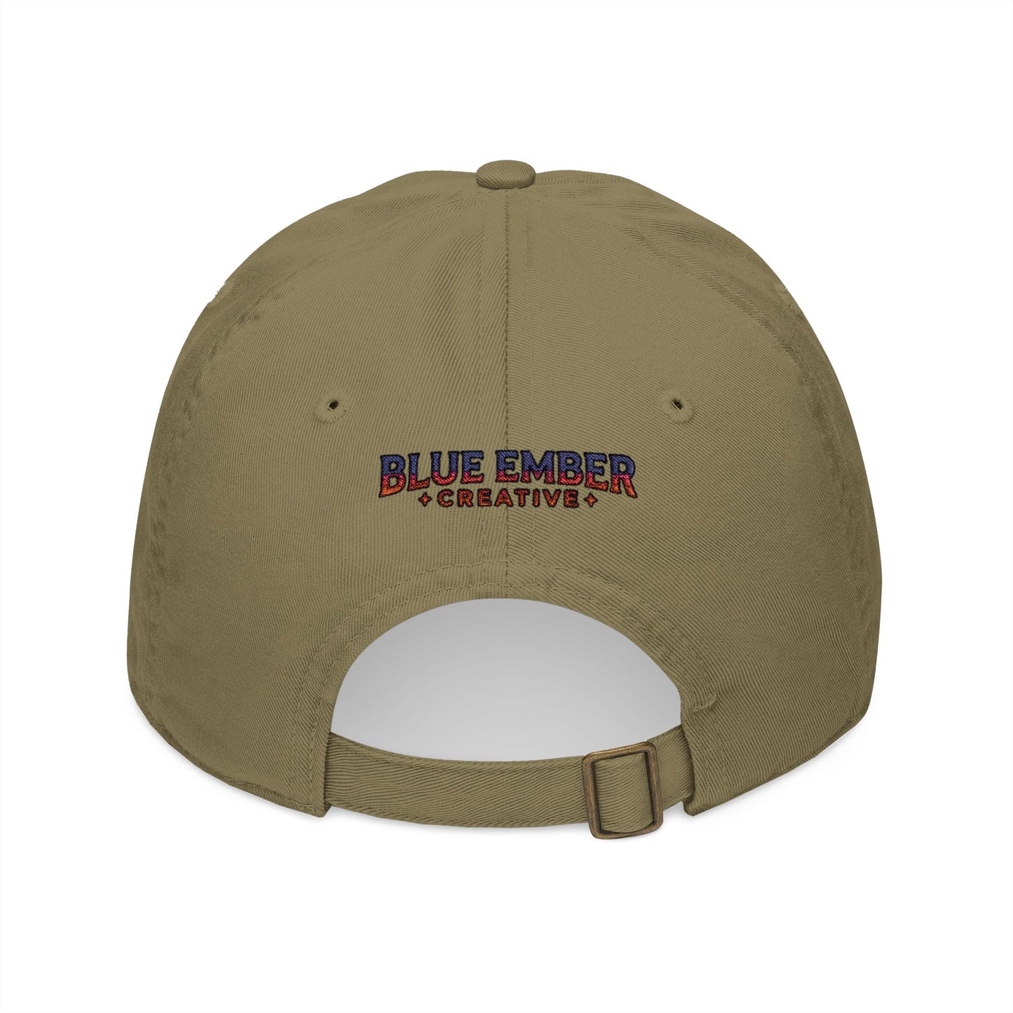 A Blue Ember Creative - Embroidered Diamond Patch Baseball Cap — Organic Cotton, Rustic Campfire Design