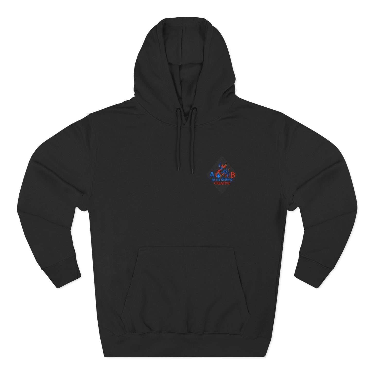 A Blue Ember Creative Geometric Diamond Hoodie — Small Chest Logo Pullover