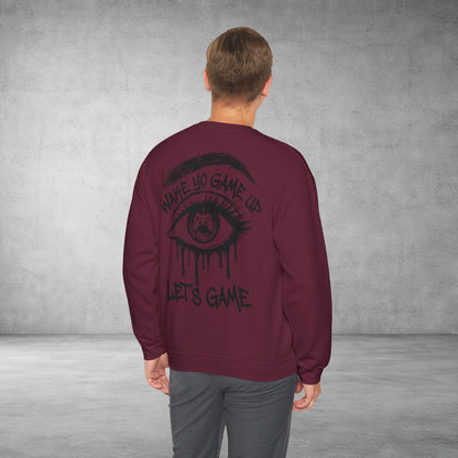 Crewneck Sweatshirt — 'Wake Yo Game Up, Let’s Game' Dripping Eye Gamer Design