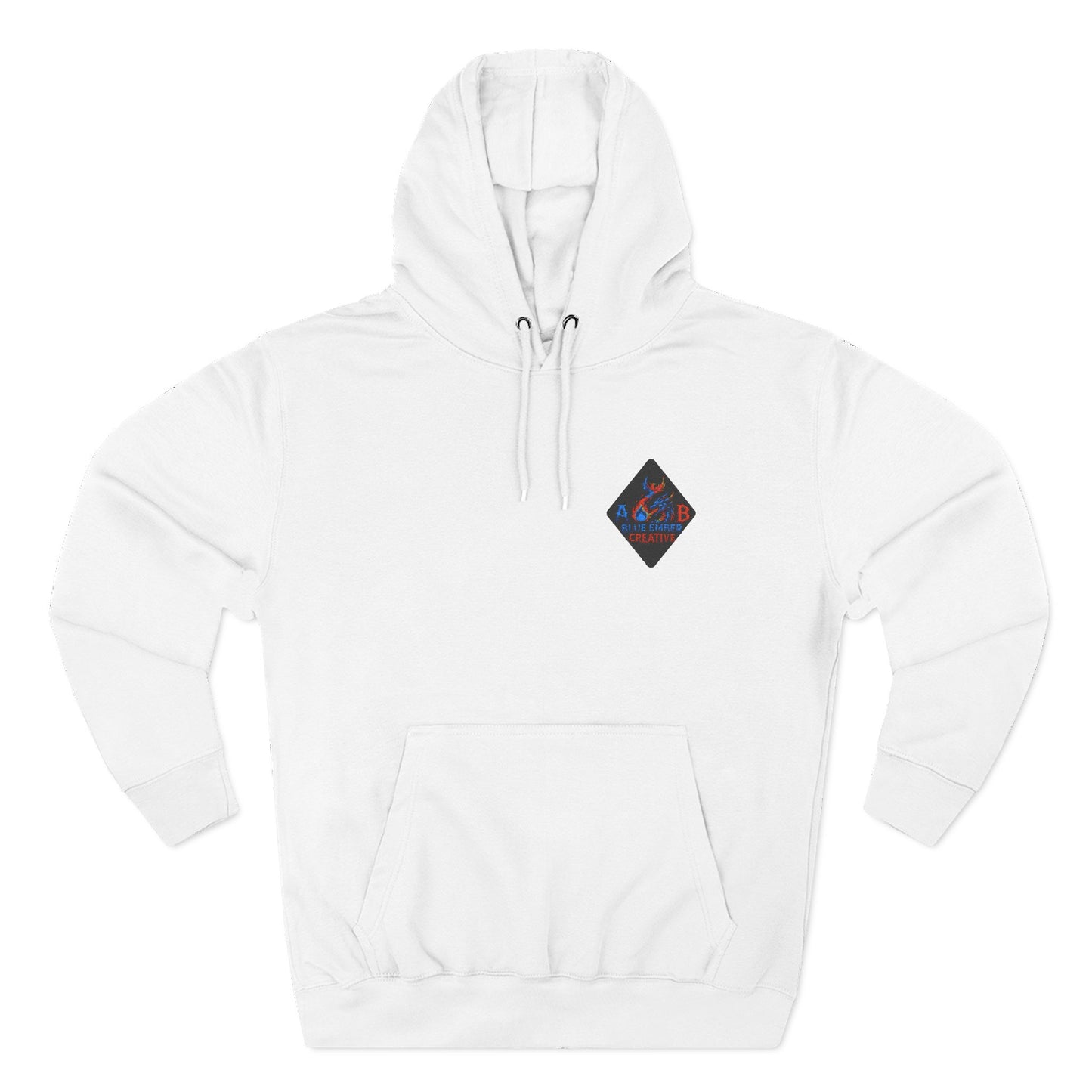 A Blue Ember Creative Geometric Diamond Hoodie — Small Chest Logo Pullover
