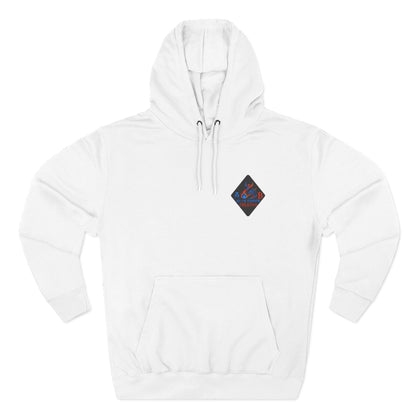 A Blue Ember Creative Geometric Diamond Hoodie — Small Chest Logo Pullover