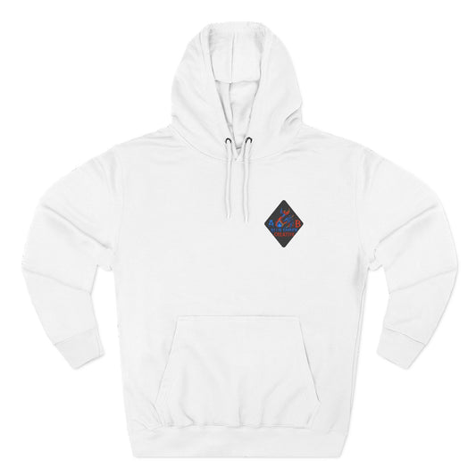 A Blue Ember Creative Geometric Diamond Hoodie — Small Chest Logo Pullover
