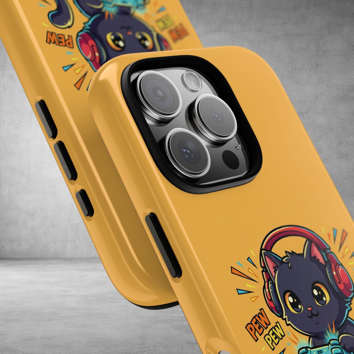 Cute Gamer Cat Phone Case - 'Pew Pew' Controller Design