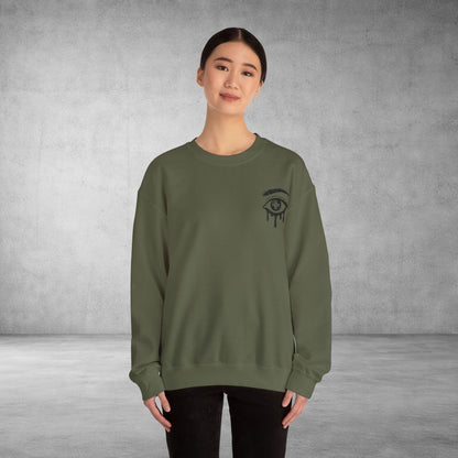 Crewneck Sweatshirt — 'Wake Yo Game Up, Let’s Game' Dripping Eye Gamer Design